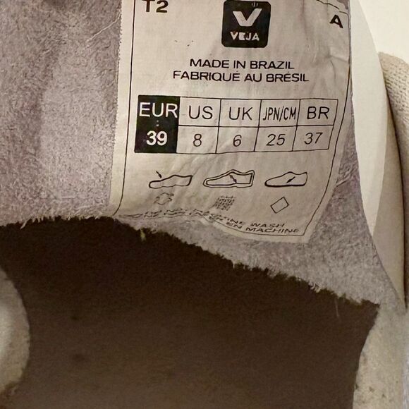 VEJA V-10 Leather Sneakers White Petale Rose Size 8 - Picture 6 of 6